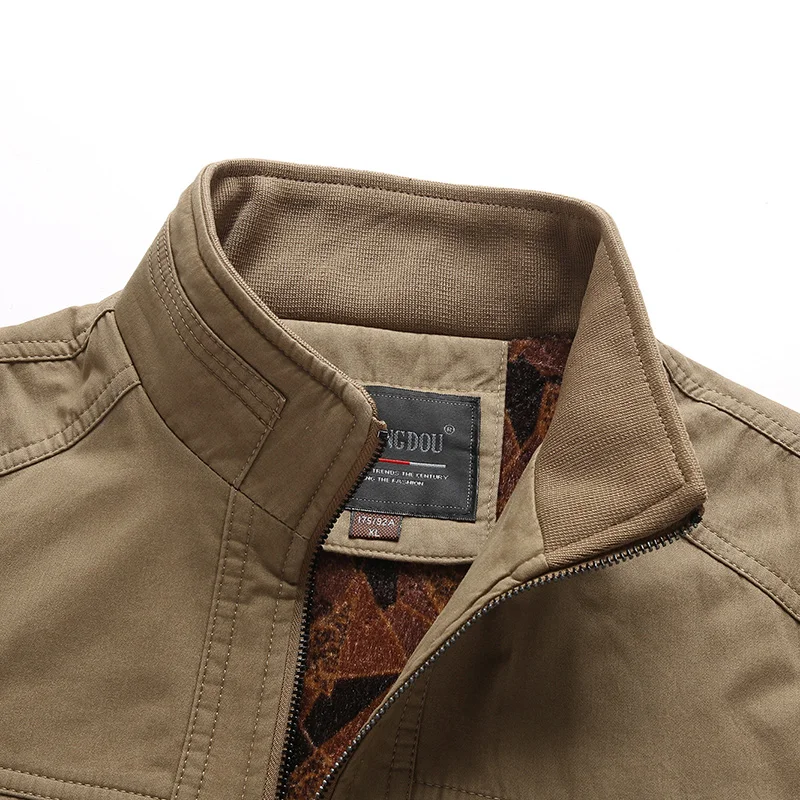 Осенняя и зимняя мужская куртка хлопковая ветровка воротник-стойка зимнее