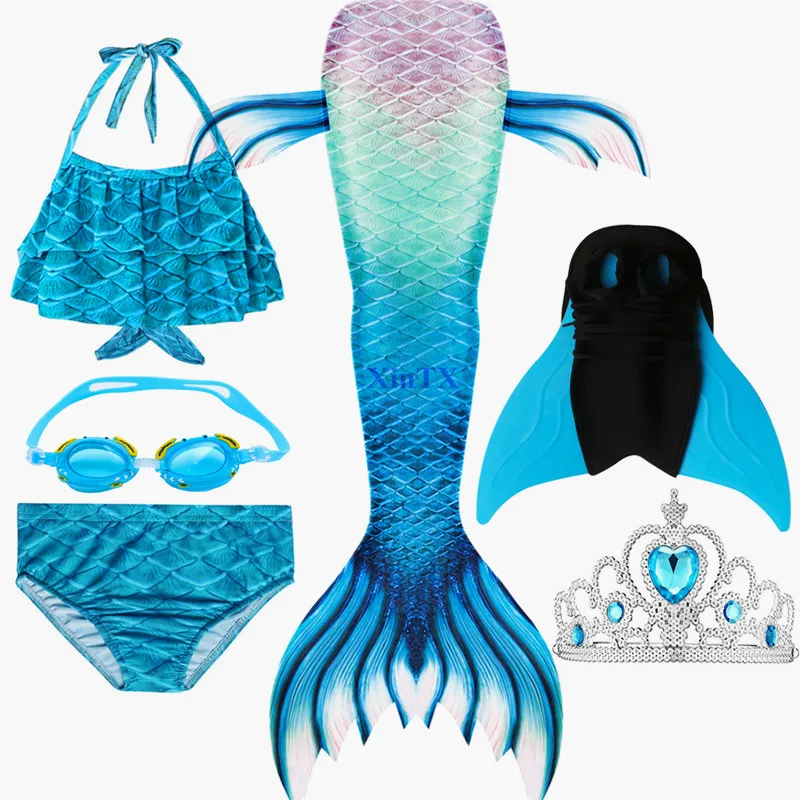 

Женский костюм Русалочки, купальный костюм-бикини с хвостом и моноластами, для девочек
