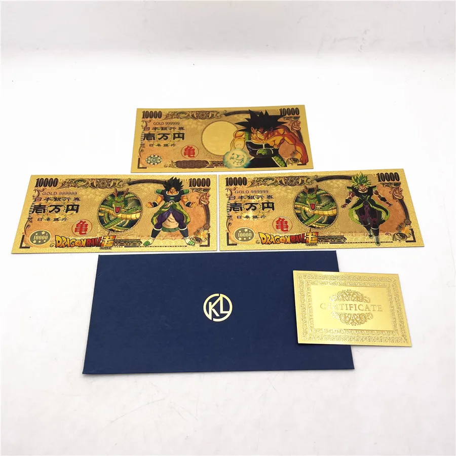 

New 3 Types Japan Anime Dragon Cartoon Z Cute Kuririn 10000 Yen Gold Banknote for Classic DG Cartoon Collection