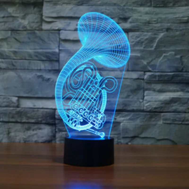 3D ночник в форме французского рога акриловый светодиодный сенсорный Настольный