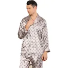 Новый Мужской Шелковый Атласный пижамный комплект, Мужская Удобная Пижама, ночная рубашка в современном стиле, домашняя мягкая Уютная пижама для сна 3XL
