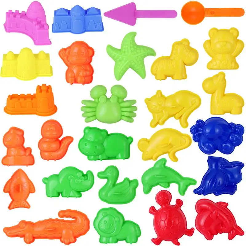 

27PCS Sand Molding Toys Building Kits Kid'S Summer Beach Sand Toys Sand Play Set With Castle Animal Sand Molds And Tools