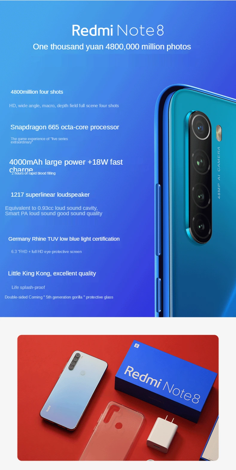 

zq Redmi Note8 48,000,004 Camera Game Student Smartphone Redmi Full Screen Pro