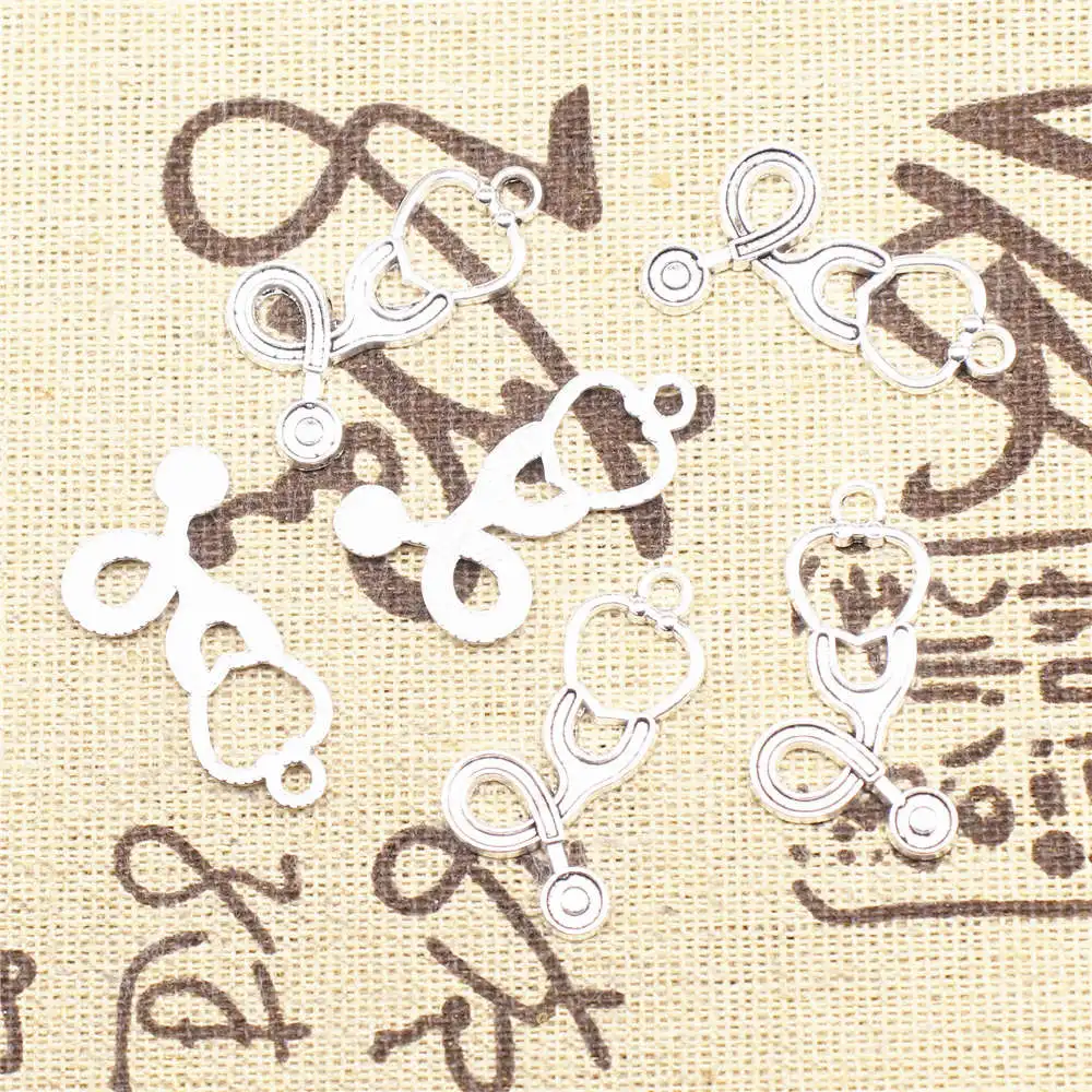 

Stethoscope Charms Supplies For Jewelry Making Kit Antique Silver Color 20pcs 15x28mm