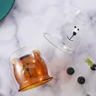 Стеклянные кружки, стеклянная кружка с двойными стенками, двухслойная стеклянная кружка с изображением медведя, кошки, животного, кофейная чашка, Рождественская кружка, милый чайный, молочный