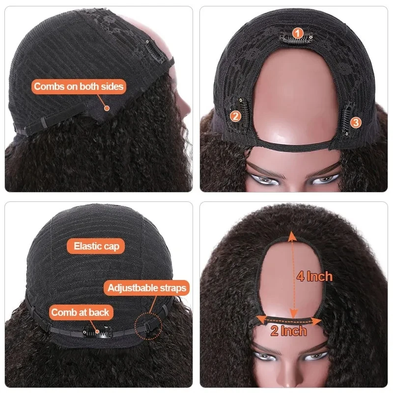 Upart парик яки прямые человеческие волосы для женщин бразильские Remy парики Glueless