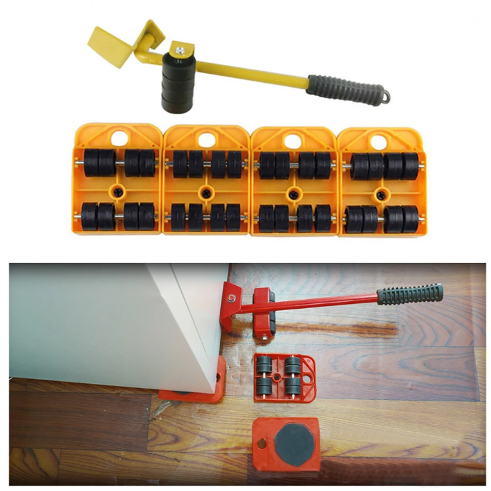 

5 pcs/set Furniture Transport Lifter Moving Sliders Roller Tools Heavy Stuffs 360 Degree Rotatable Remove Sofa,Bed,Cabinet Etc.