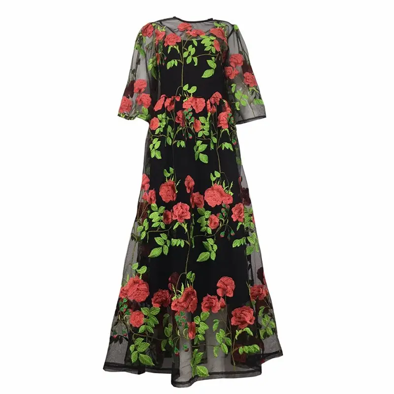 2 шт. кружевное Сетчатое Длинное Платье женское Цветочная вышивка сексуальное