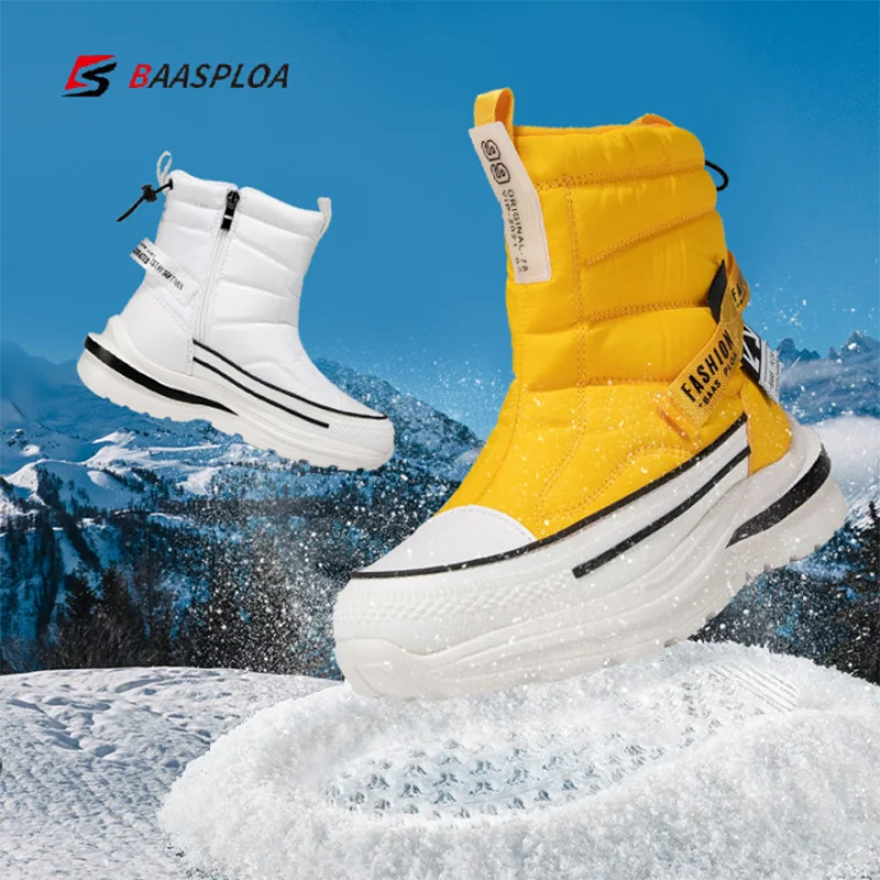 

Baasploa 2021 Winter New Warm Cotton Shoes Non-slip Wear-resistant Snow Boots High gang thick-soled Comfortable Female Shoes