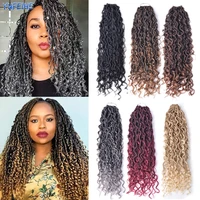18inch ombre crochet braiding faux locs curly river hair extensions pre loop synthetic braid bouncy braids hair low temperature