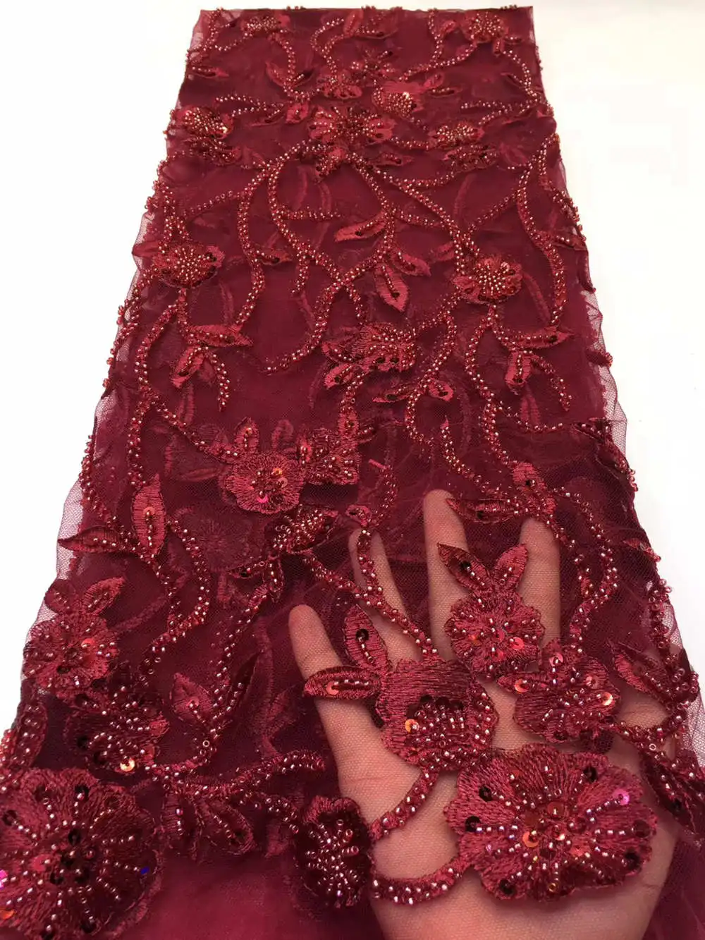 Африканская кружевная ткань высокого качества кружевная aso ebi сетчатая ткань вышитая полностью бисером нигерийский Швейцарский кружевной ткани 5 ярдов RG405