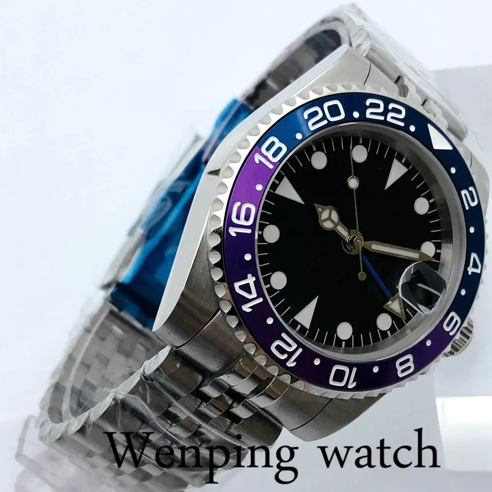 Bliger 40 мм мужские новые стерильные GMT механические часы с сапфировым стеклом