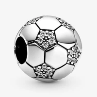 original 925 sterling silver charm 2020 collection sparkling football charm bead fit women pan bracelet necklace jewelry