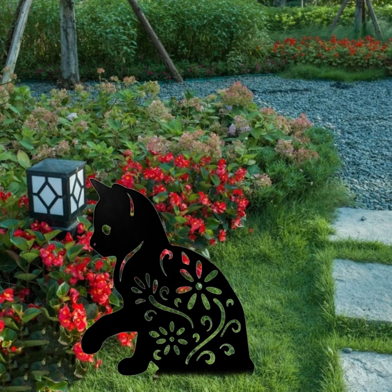 

1Set Metal Cat Silhouette Stake Art Fairy Garden Yard Home Decoration Outdoor Lawn Backyard Ornaments