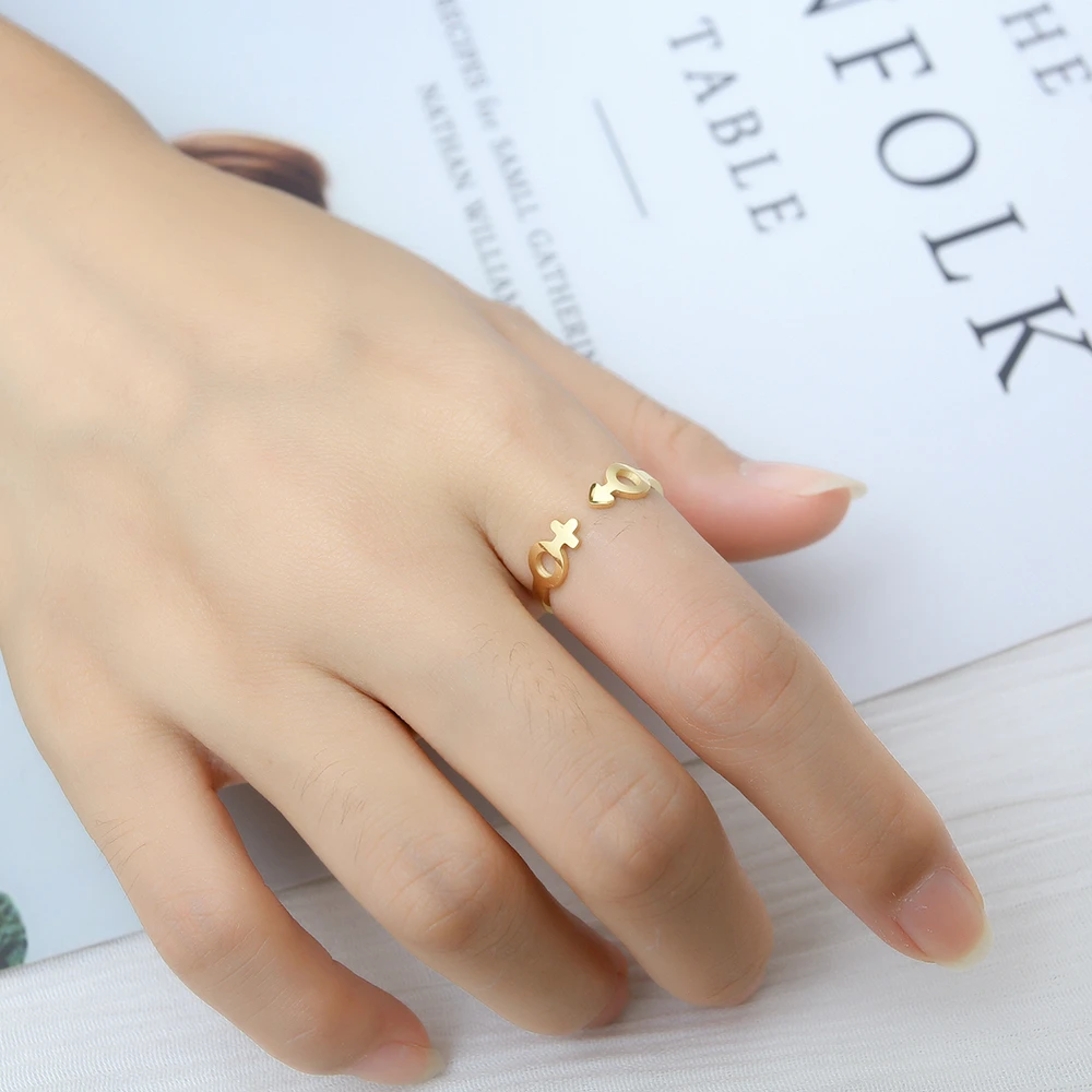 RIR Нержавеющая сталь золото гендерный символ очаровательные кольца креативный