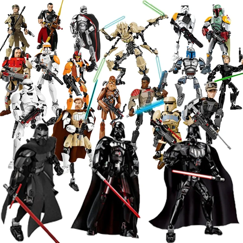 28 стилей Звездные космические войны строительные фигурки Рей люки Скайуокер