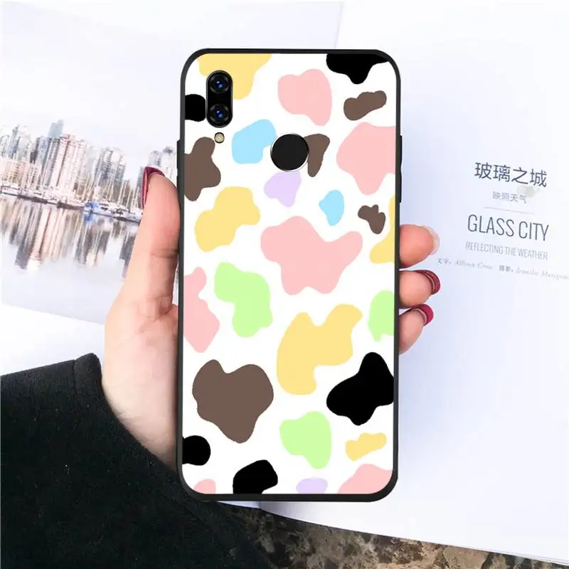 

Cow color pink pattern Phone Case For Huawei honor Mate P 10 20 30 40 i 9 8 pro x Lite smart 2019 nova 5t Luxury brand coque