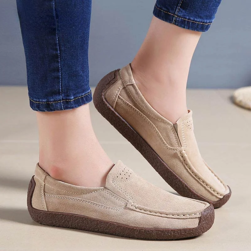 Casual Sneakers Women Shoes 2022  New Genuine Leather Comfortable Slip-on Flats Female Shoe Woman Sneaker Women Shoes