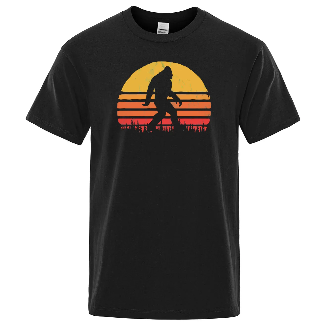 

2021 Summer Cotton Brand Tops Casual Funny Tee Shirt Retro Bigfoot Silhouette Sun Vintage - Believe! T-Shirt Men Short Sleeve