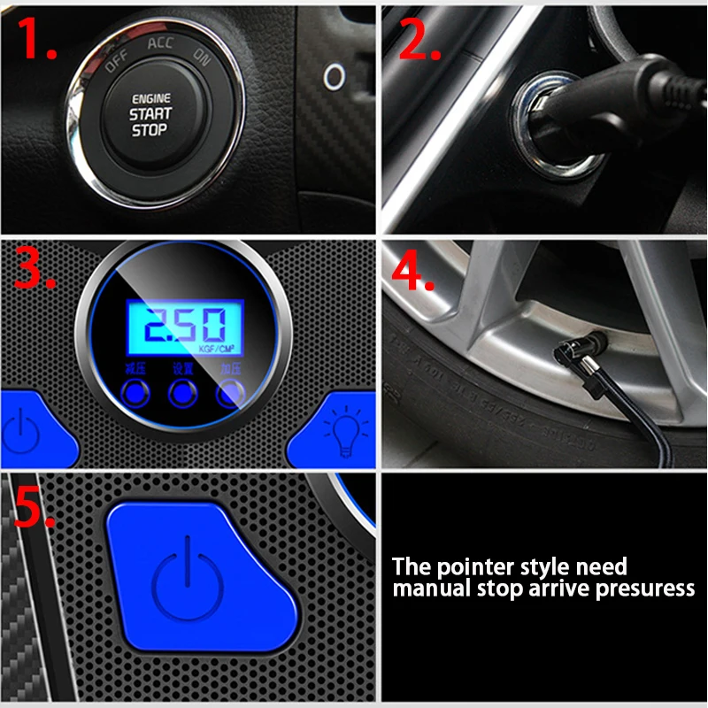 

Car Air Compressor Pump Digital Tire Inflator DC 12V 120W 150 PSI Car Air Pump with Auto Shut Off Gauge and Powerful Emergency