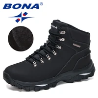bona 2020 new designers nubuck hiking shoes men winter mountain plush boots man top quality anti slip snow boots mansculino