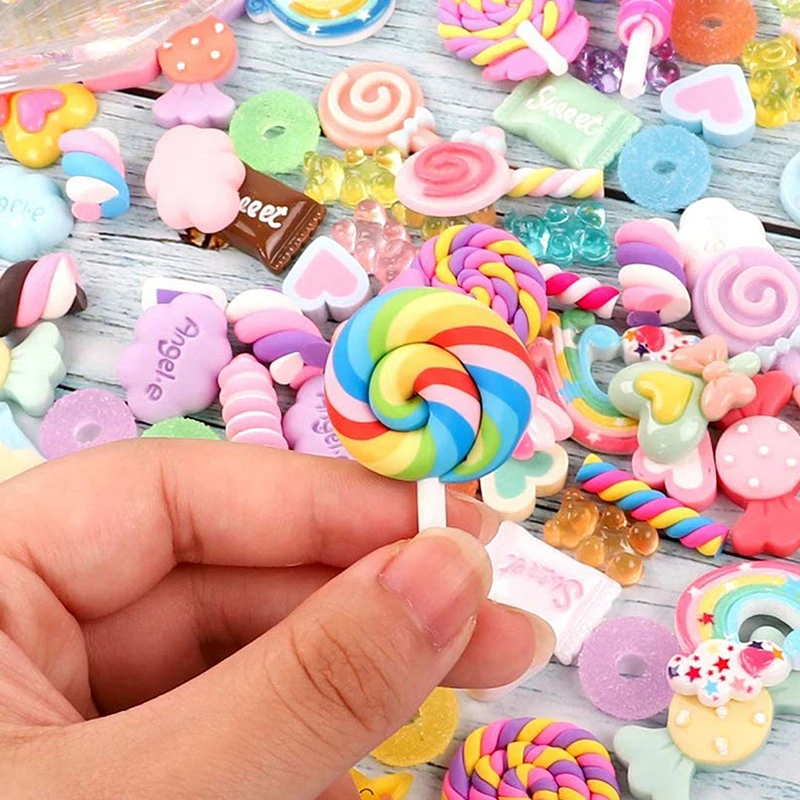 

30pcs Nail Charms Candy Mixed Resin For Acrylic Nail Art Tips Rhinestones Decor