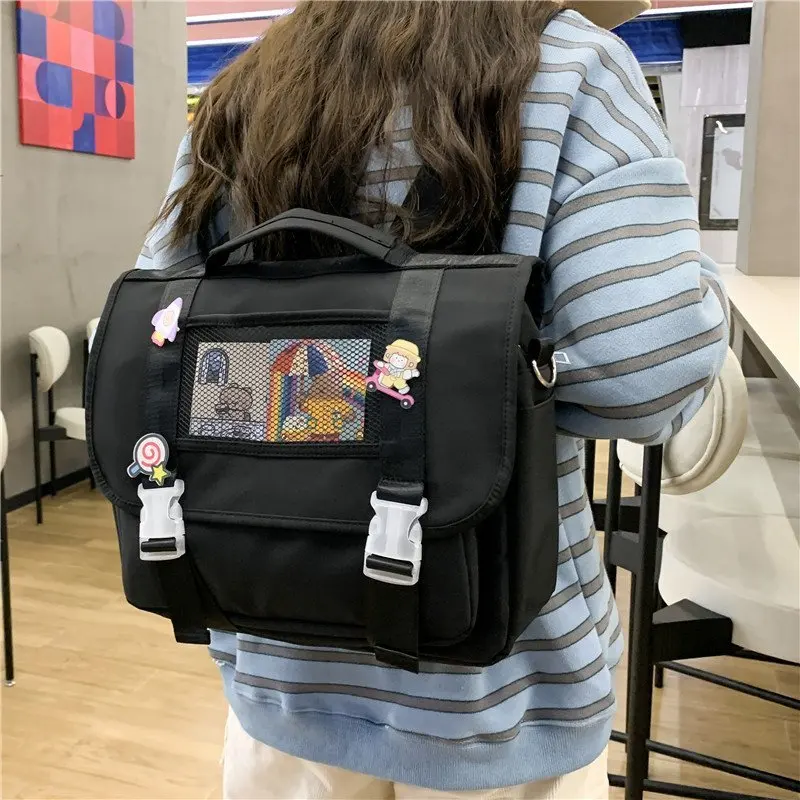 

Ladie Kawaii Backpack Double Waterproof Nylon School Bags for Teenager Girls Backpacks Cute Bagpack Women Shoulder Messenger Bag