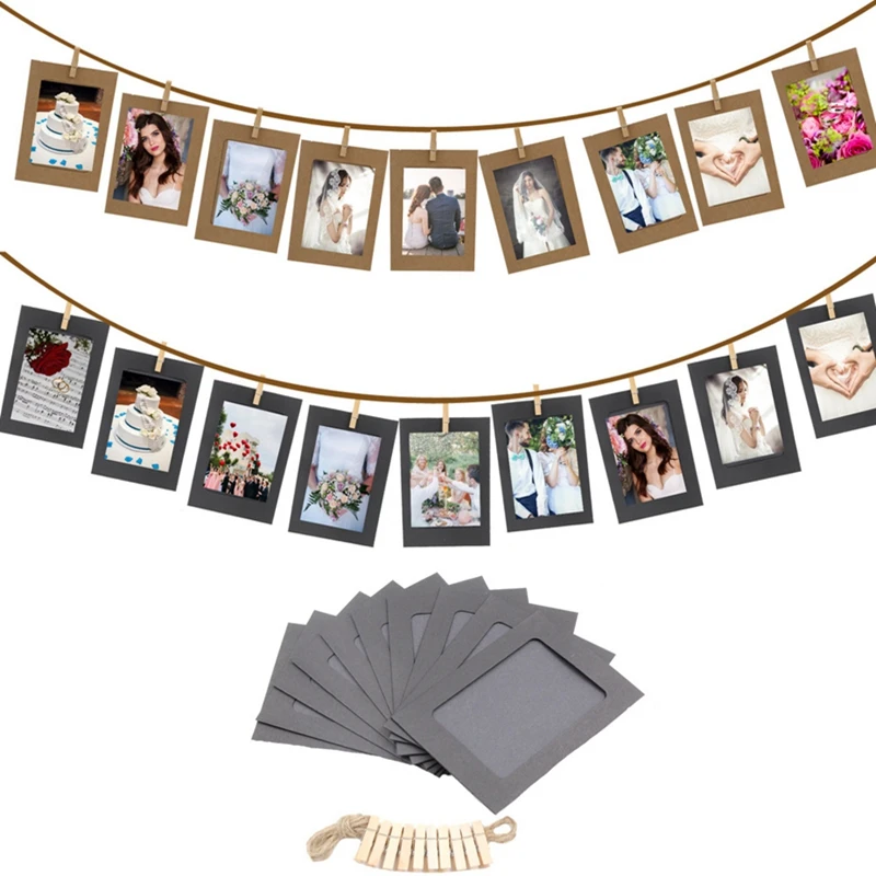 10 шт. DIY Комбинация крафт бумаги фоторамка с веревками подвесная настенная
