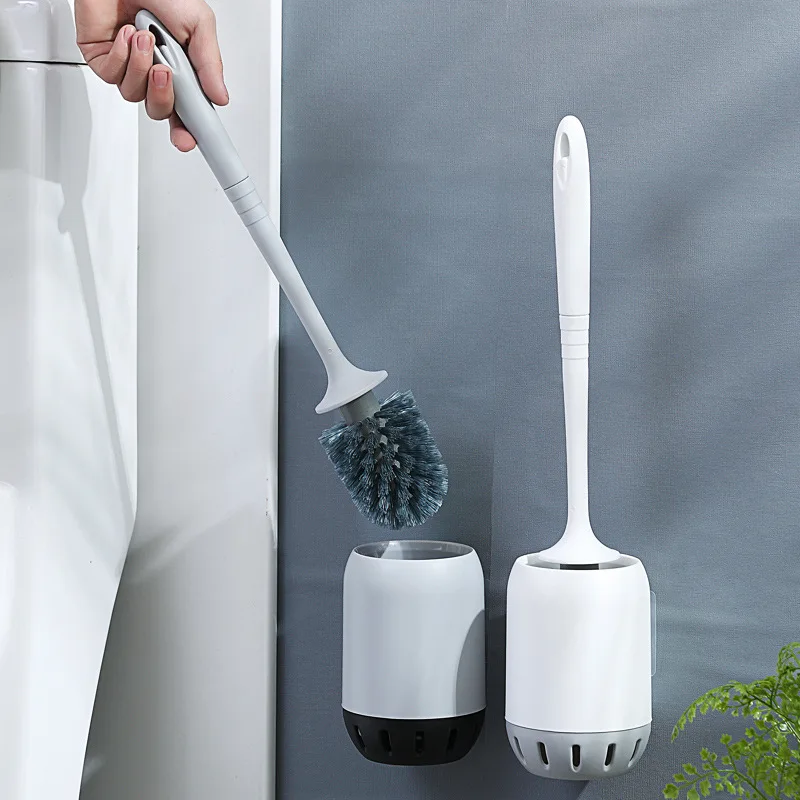 

Silicone Toilet Brush Soft Bristle Wall-mounted Bathroom Toilet Brush Holder Set Clean Tool Durable ThermoPlastic Rubber