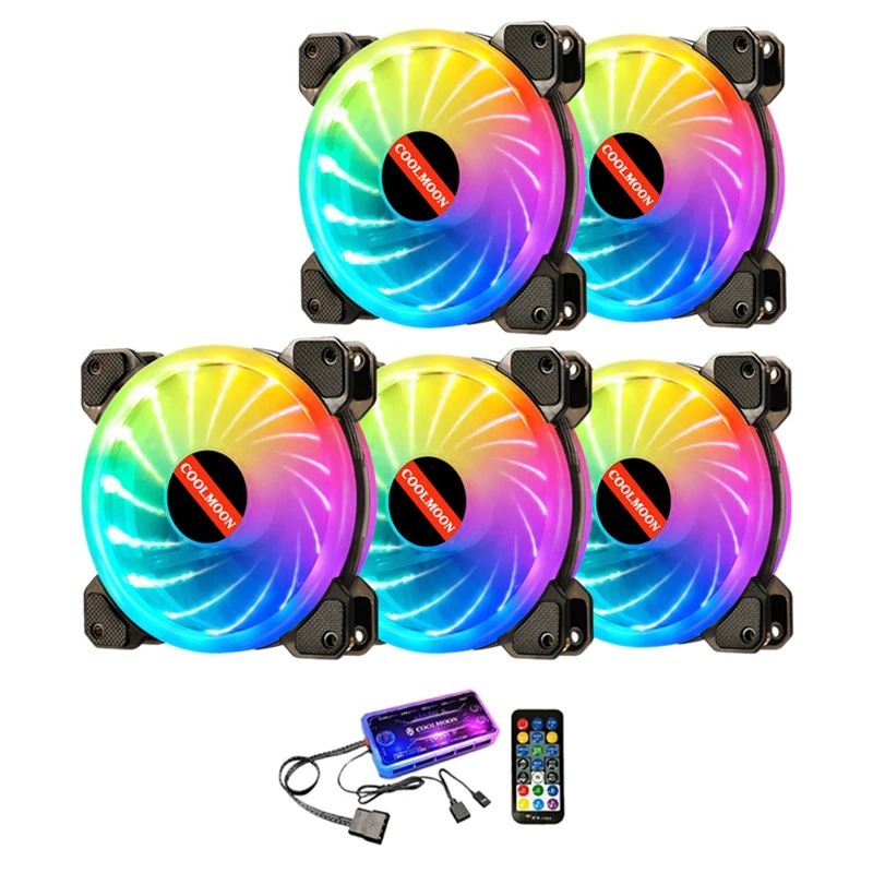 

COOLMOON Starlight Fan Set, 12cm Silent Argb Lighting Effect Computer Cooling Case Fan (5 Fan)