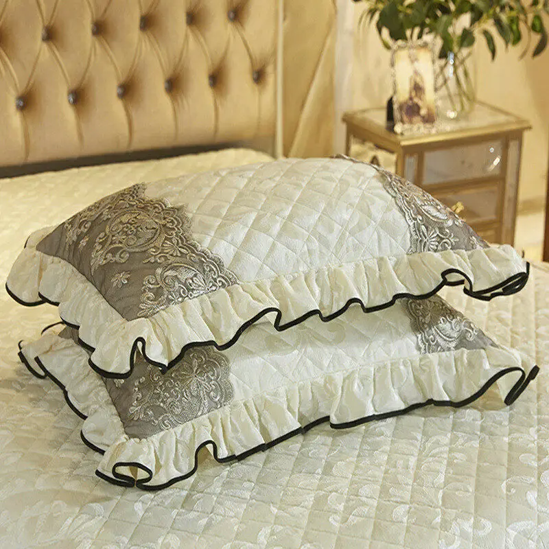 

Velvet Bedspread King Size Quilted Bedskirt Ruffle Elastic Full Queen Bed Cover Pillow Cases Soft Warm European 3-Piece