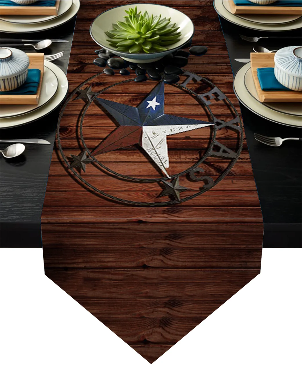 Западный Техас звезда дерево напечатанный стол бегун рождественские украшения