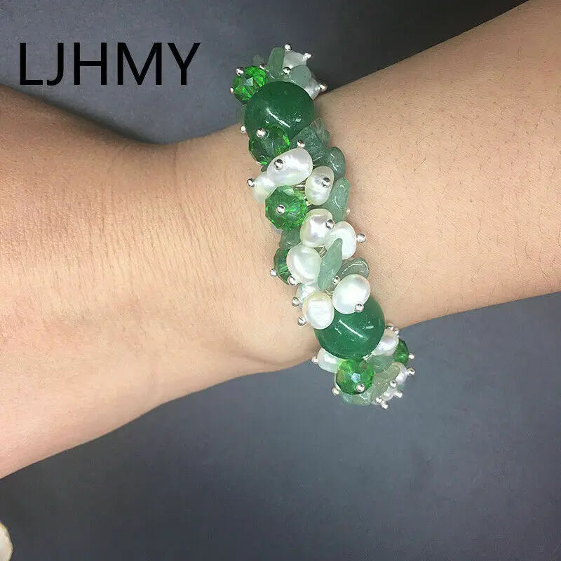 Камень белый жемчуг с бисером Бохо массивные эффектные Браслеты эластичные