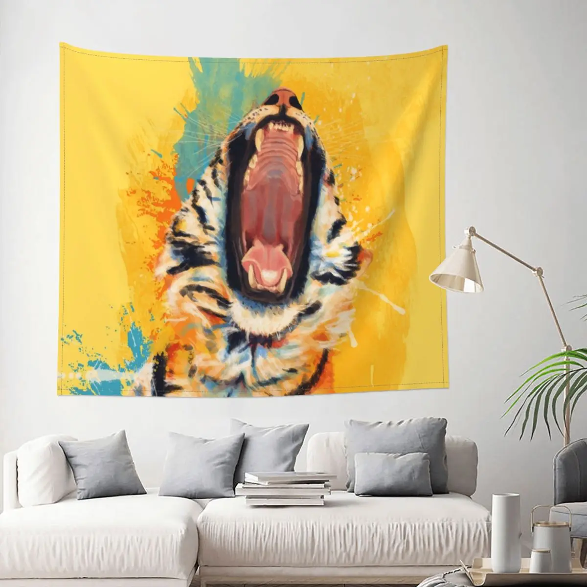 

Tapestry Wild Yawn Tiger Portrait Cobija Animal Wildlife Decor Wall Room Home Decoration Hanging Bedroom Kawaii Aesthetic Style