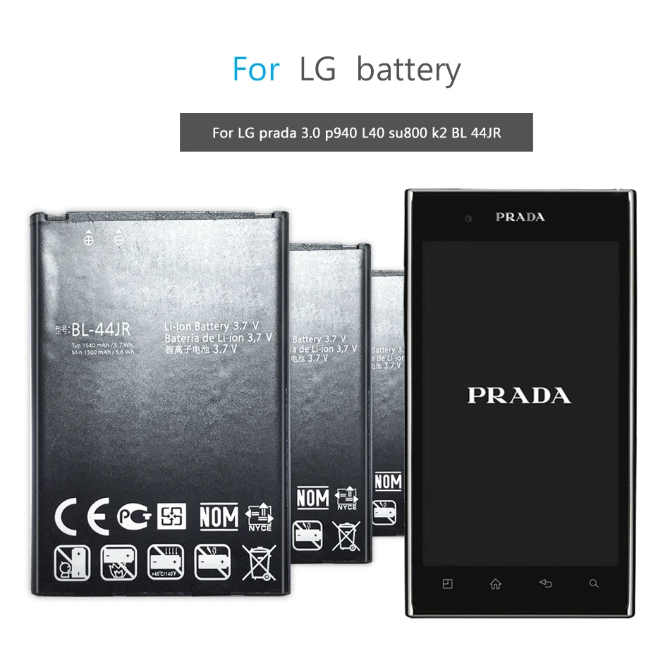 

BL-44JR Мобильный телефон Аккумулятор для LG P940/Prada 3,0 Prada K2 SU540 SU800 D160 L40, сменный аккумулятор BL 44JR 1540 мАч