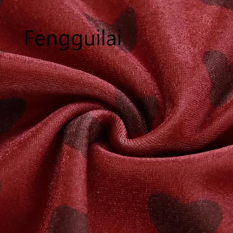 

FENGGUILAI Red Velvet High Waist Skirt Streetwear Heart Print Zipper Cute Skirts Womens Preppy Style A-Line Mini Skirt Harajuku