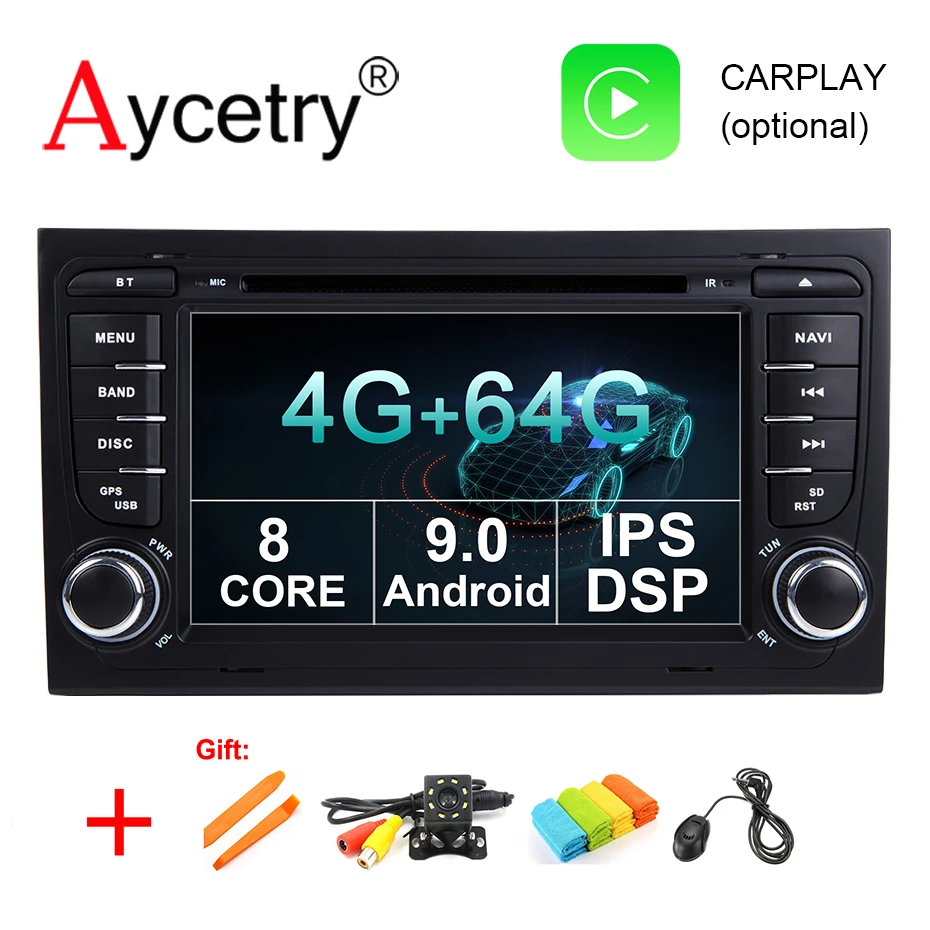 DSP ips 4G+ 64G 8 core 2 din Android 9,0 Автомобильный мультимедийный dvd-плеер gps Авторадио для Audi A4 S4 RS4 8E 8F B9 B7 B6 Автомагнитола obd2