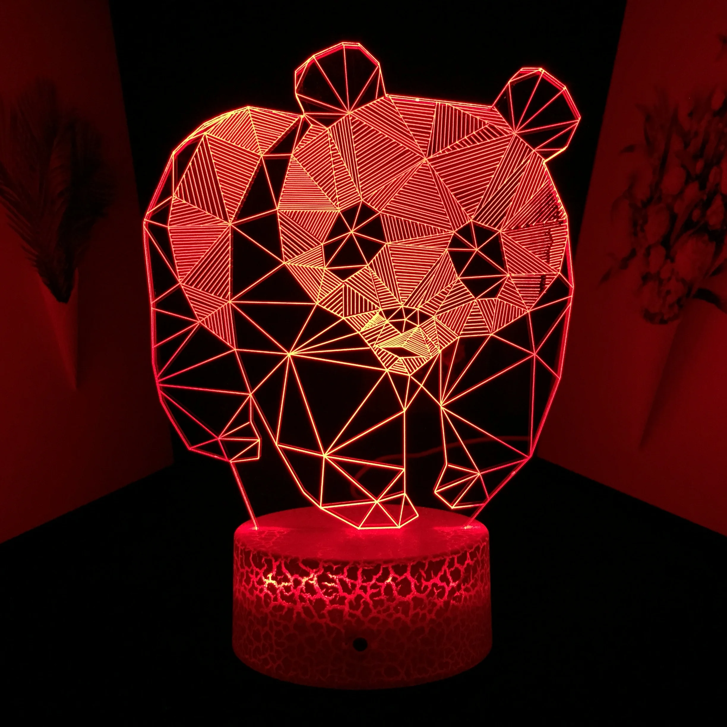 Panda Light Animal 3D Illusion Table Lamp for Kids Bedroom Decoration Nightlight LED RGB Touch Sensor Night Light Panda