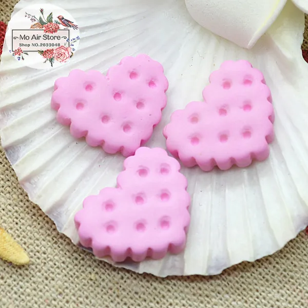 

pink cookies biscuit 10PCS 16x20mm Resin Flatback Cabochon Miniature Food Art Supply Decoration Charm DIY craft