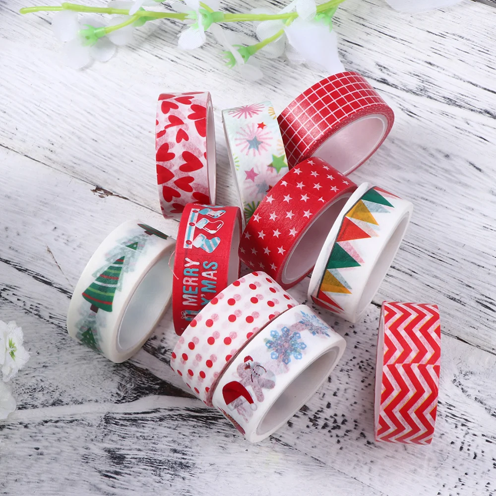 

10pcs Colorful Adhesive Tape Decorative DIY Sticky Tape Decals for Scrapbooking DIY Crafts Gift Wrapping