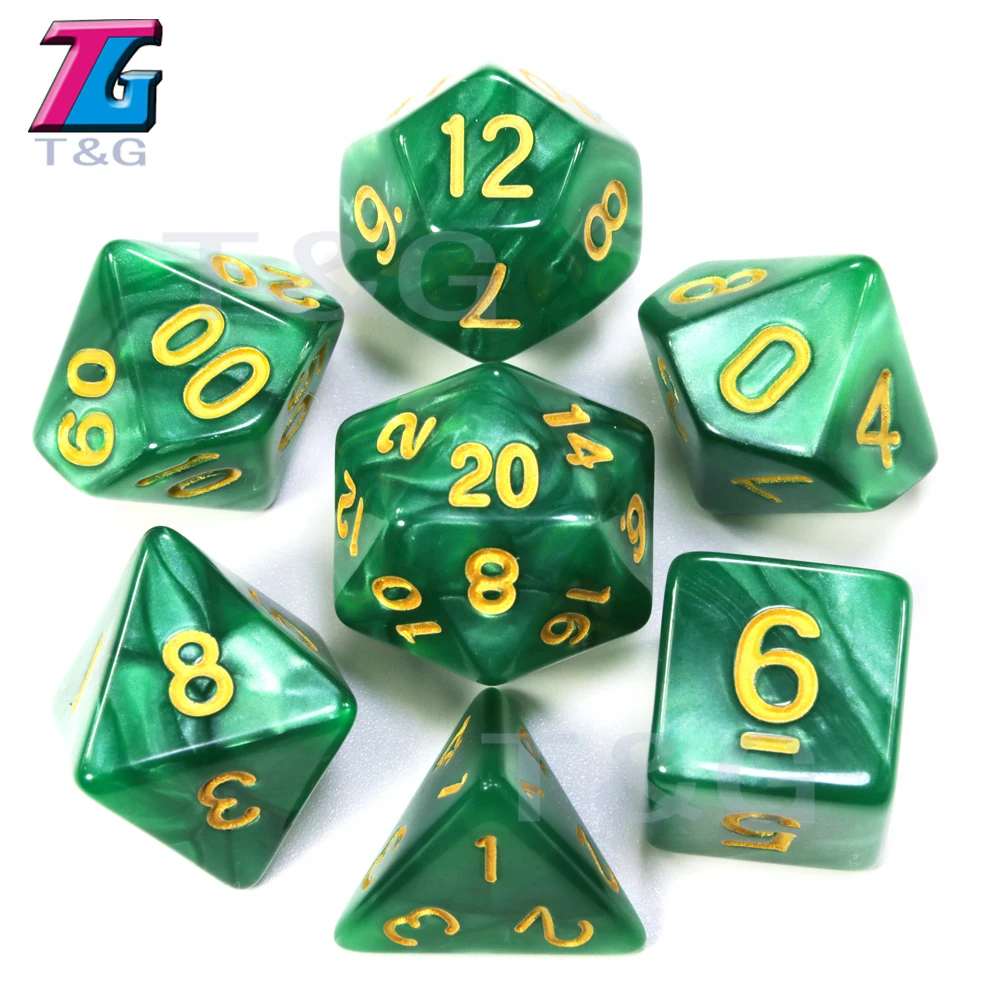 7 шт./компл. T& g многогранник Dados D& D кости с эффект мраморной поверхности, прозрачный D4 D6 D8 D10 D10% D12 D20 игральные кости - Цвет: 11