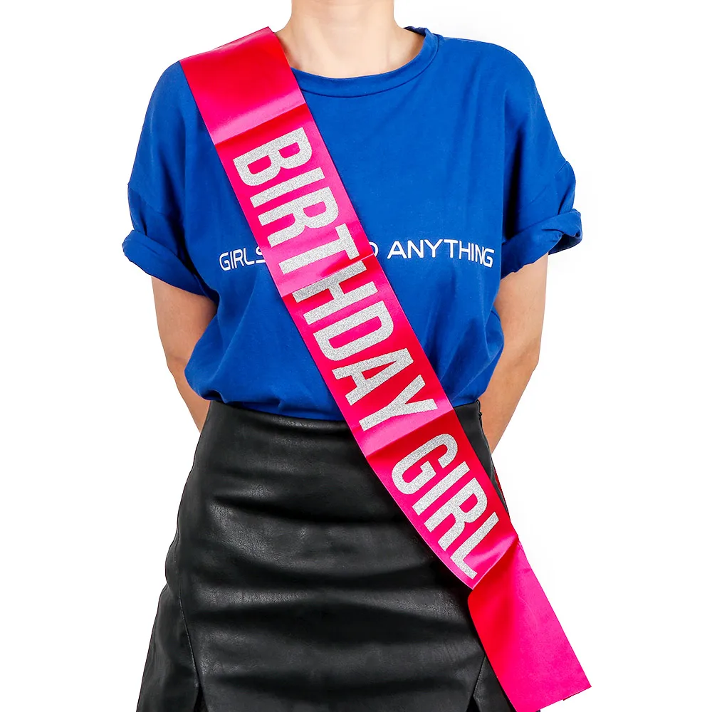 Плечевой ремень для дня рождения блестящий сатин розовая лента ремешок