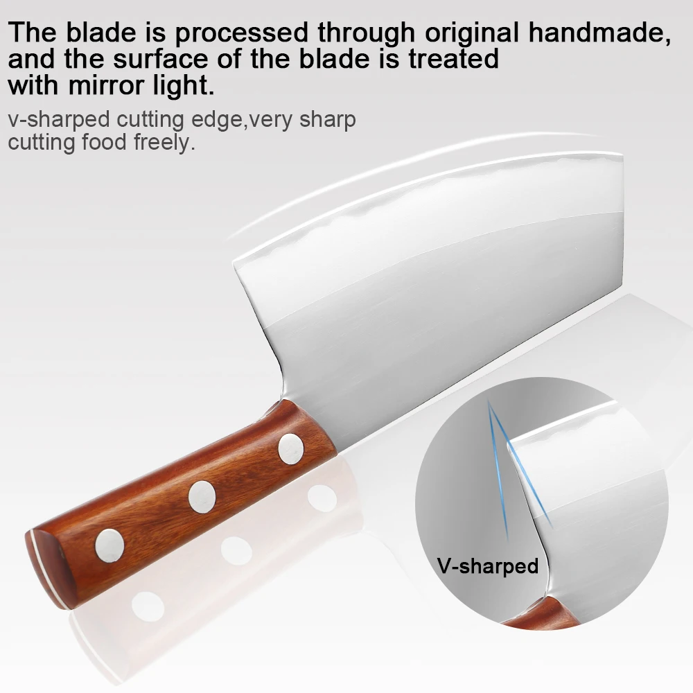 Высокоуглеродистая сталь нож шеф повара острый зеркальный светильник ручной