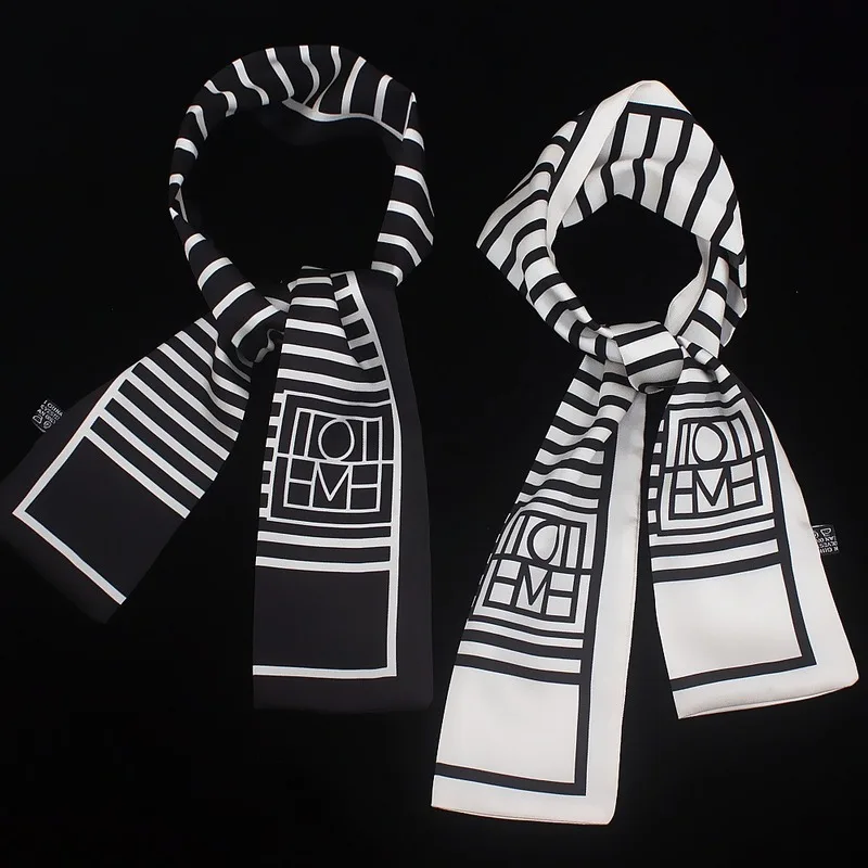 

Matagorda длинный шелковый шарф Женская Косынка с принтом сумка с ручкой узкие шарфы женские шейные шарфы для волос галстук фуляр повязка на гол...