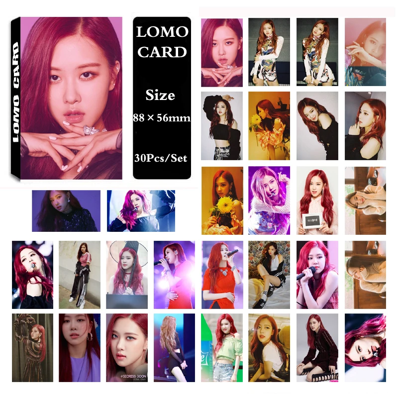 ROSE 01 KPOP Черный Розовый альбом Лиза Роза Дженни JISOO самодельная бумажная ЛОМО карта фото карта Плакат Фотокарта вентиляторы - Цвет: ROSE 01