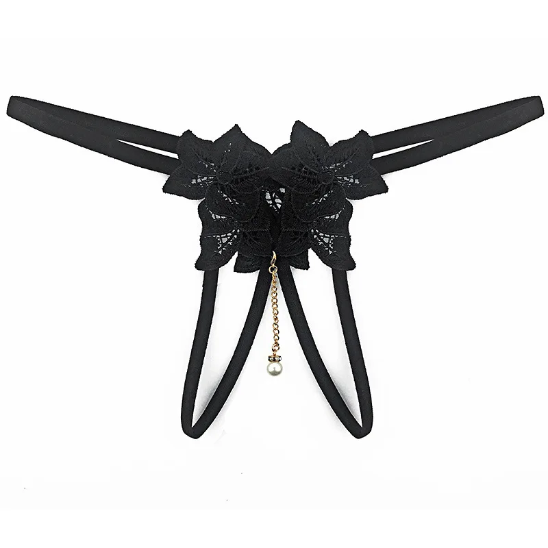 Горячая Распродажа женские кружевные трусики с жемчугом стринги открытой
