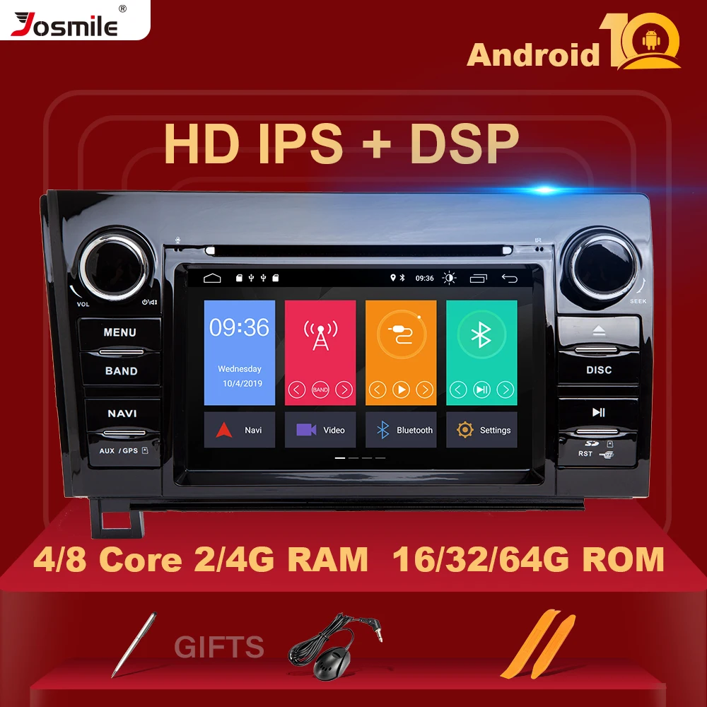 Автомобильный мультимедийный плеер IPS DSP 4 Гб 64 2 Din Android 10 для Toyota Sequoia Tundra 2007 2013