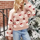 Осень-зима 2021, новый Рождественский свитер, Санты, женский джемпер с длинным рукавом, вязаная нижняя рубашка, Свободный пуловер, теплый топ