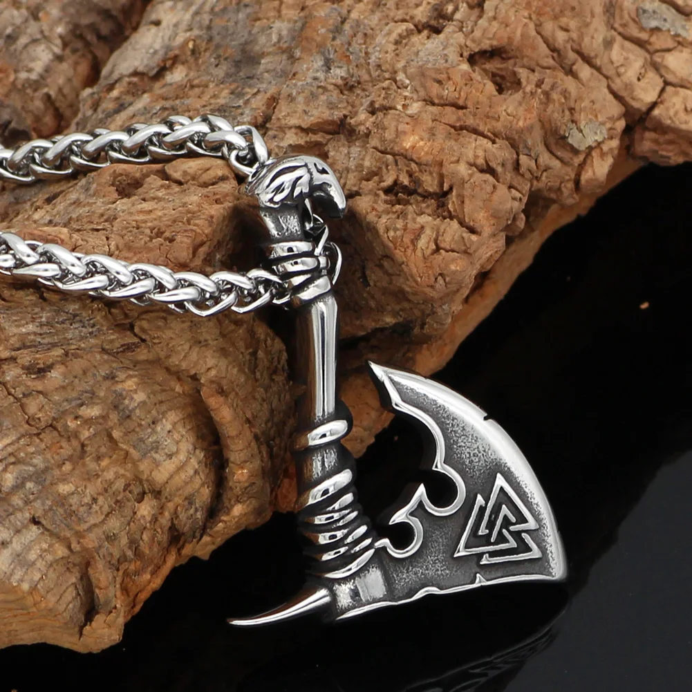 Мужская подвеска в виде топора из нержавеющей стали Viking Valknut Amulet|Ожерелья с