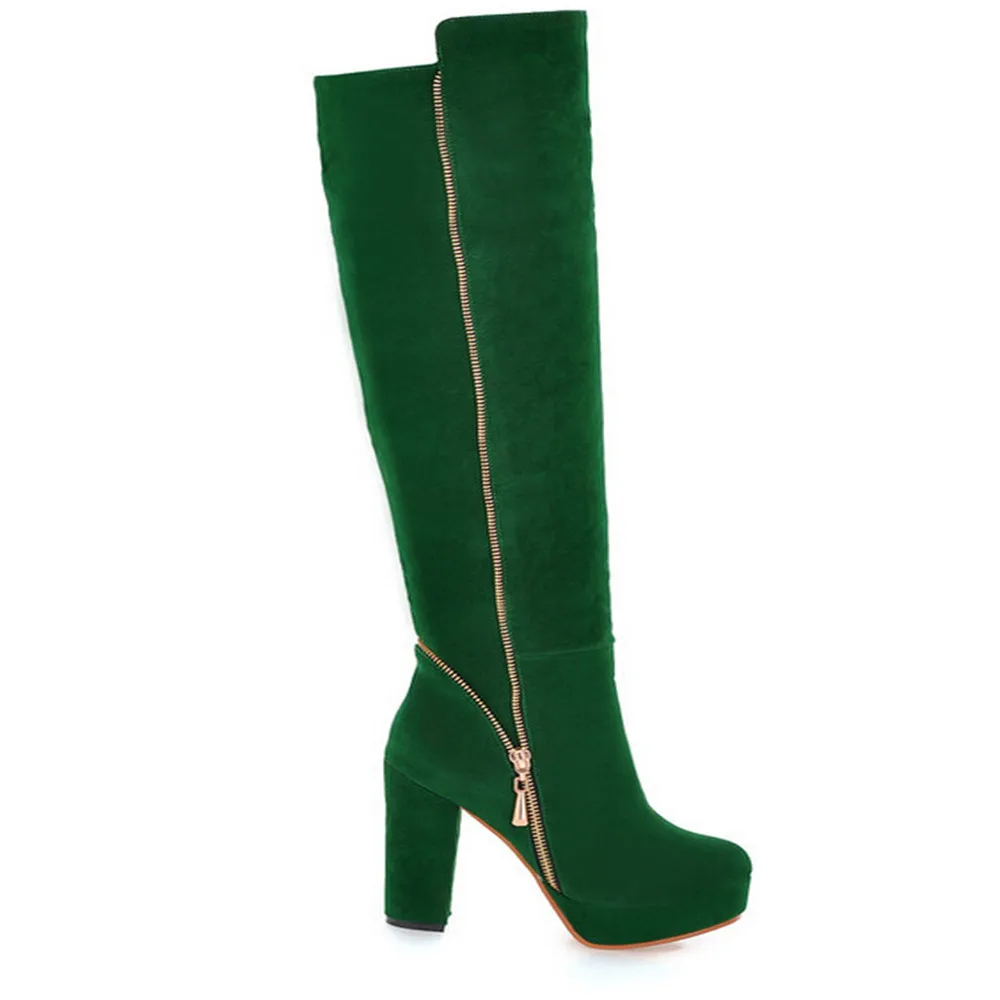 Side Zipper Winter Boots Women Fashion Round-Head Thick High-Grade Wear-Resistant Anti-Slip Over-Knee Boots zapatos de mujer